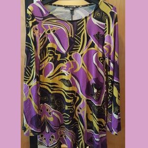 Bell Sleeve Tunic - Purple, Black, & Yellow